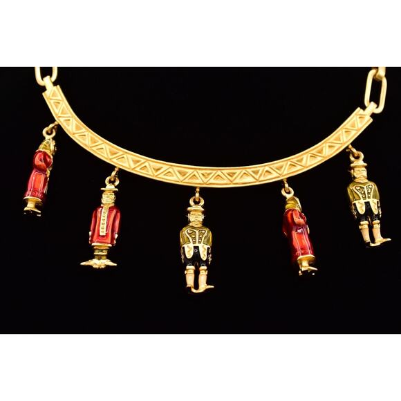 Karl Lagerfeld Vintage Charm Necklace Bulgarian Brushed Gold Signed RARE Bin6B